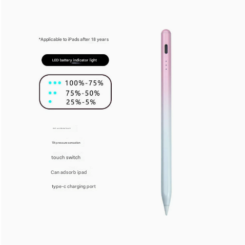 V888-ELOSUNG16377-215928-00 Pink Stylus Pen for iPad (2018 & Later) - Tilt Pressure, Magnetic Attachment, LED Battery Indicator, Type-C Rechargeable - Image 1