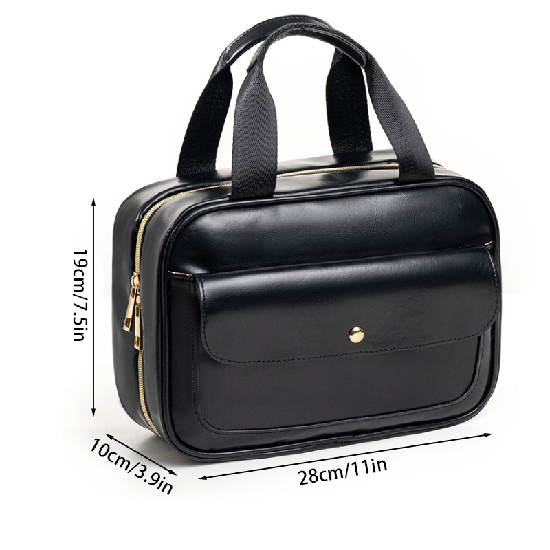 V888-ELOSUNG16481-216677-00 Black Multifunctional Travel Toiletry Organizer with Hanger and Large Storage Capacity - Image 1