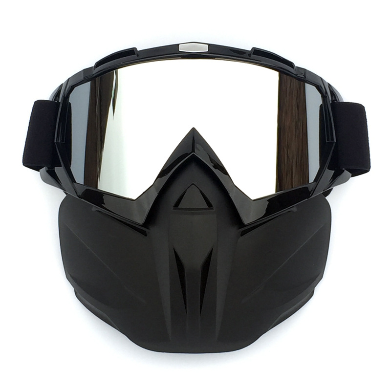 V888-ELOSUNG16573-216611-00 Black Sleek Black Full-Face Snow Goggles with Mirror Lens - Ultimate Protection and Comfort - Image 1