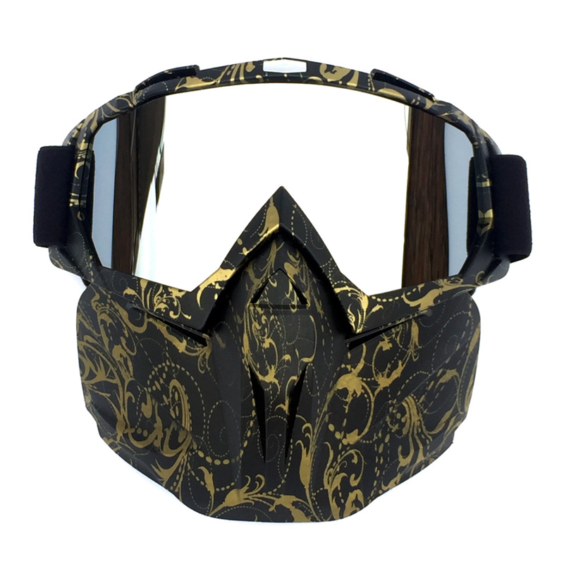 V888-ELOSUNG16575-216659-00 Copper Flower Frame Mercury Piece Sleek Black Full-Face Snow Goggles with Mirror Lens - Ultimate Protection and Comfort - Image 1