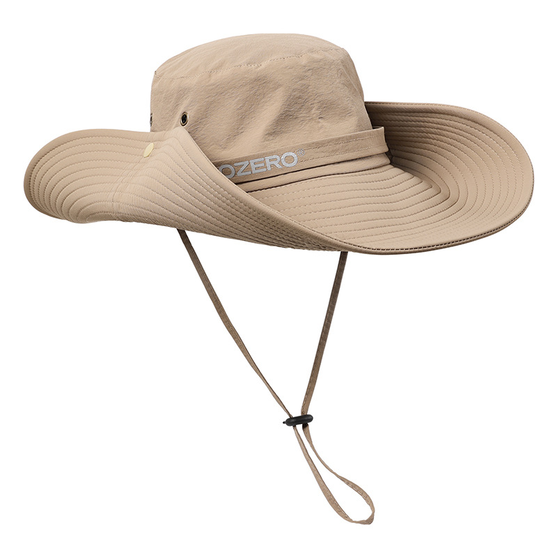 V888-ELOSUNG16584-216619-00 Khaki Outdoor UV Protection Wide-Brim Boonie Hat with Mesh Ventilation - Image 1