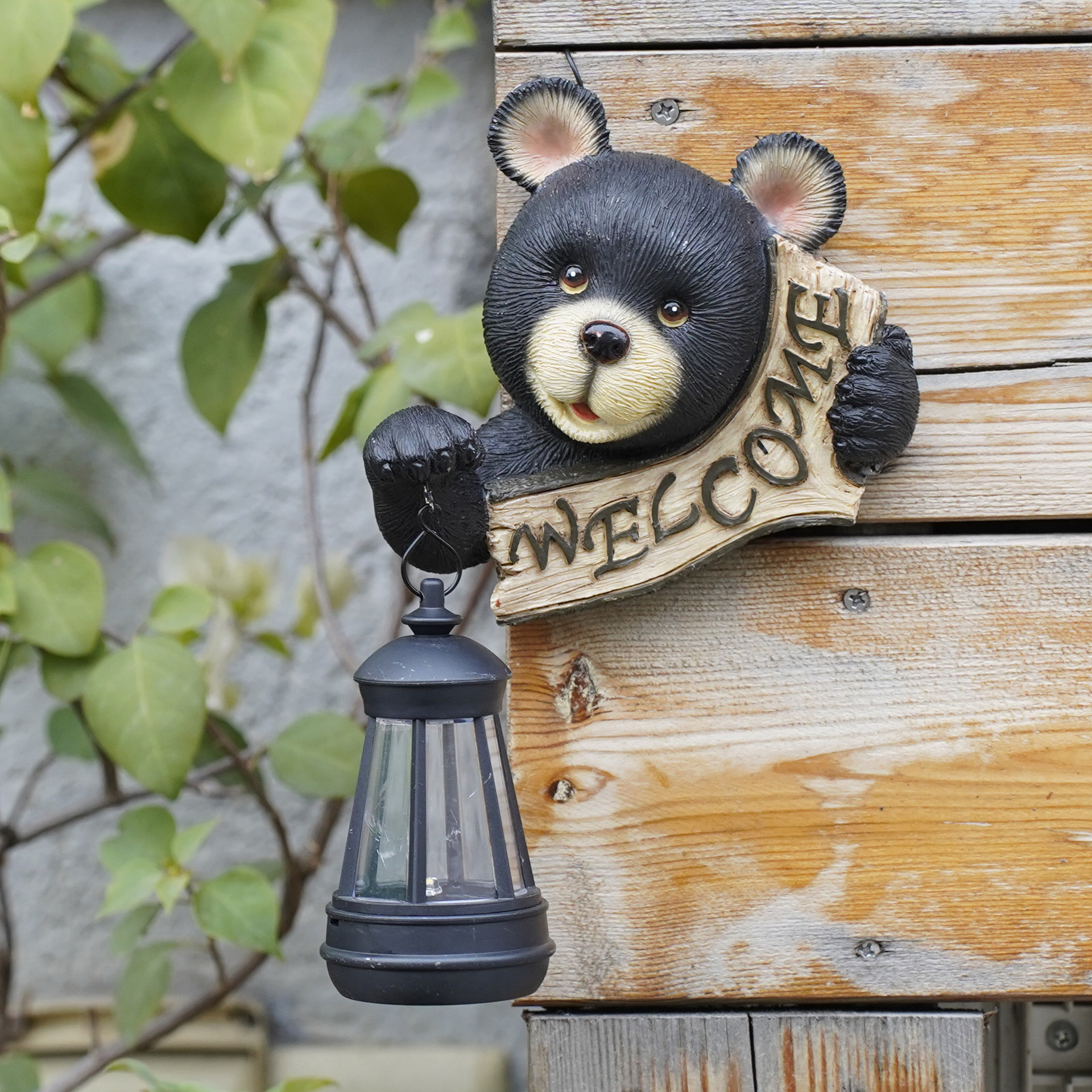 V888-ELOSUNG16746-223309-00 Solar-Powered Gargoyle Statue with LED Lantern - Gothic Outdoor Halloween Garden Decor - Image 1