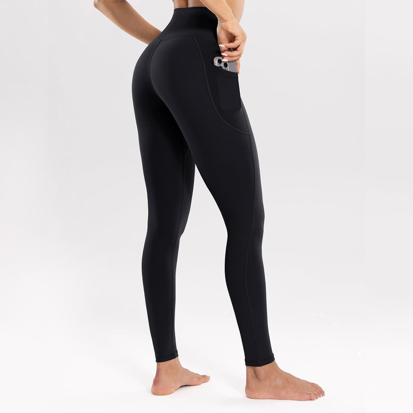 V888-ELOSUNG16849-224299-00 S Black High-Waist Seamless Yoga Leggings with Pockets - Ultra Soft & Quick-Dry Workout Tights - Image 1