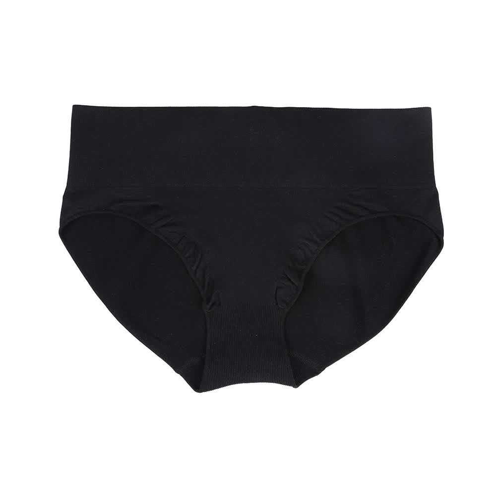 V888-ELOSUNG16937-224165-00 M Black 3-Pack High-Waist Microfiber Shaping Briefs - Seamless Full-Coverage Tummy Control Panties - Image 1