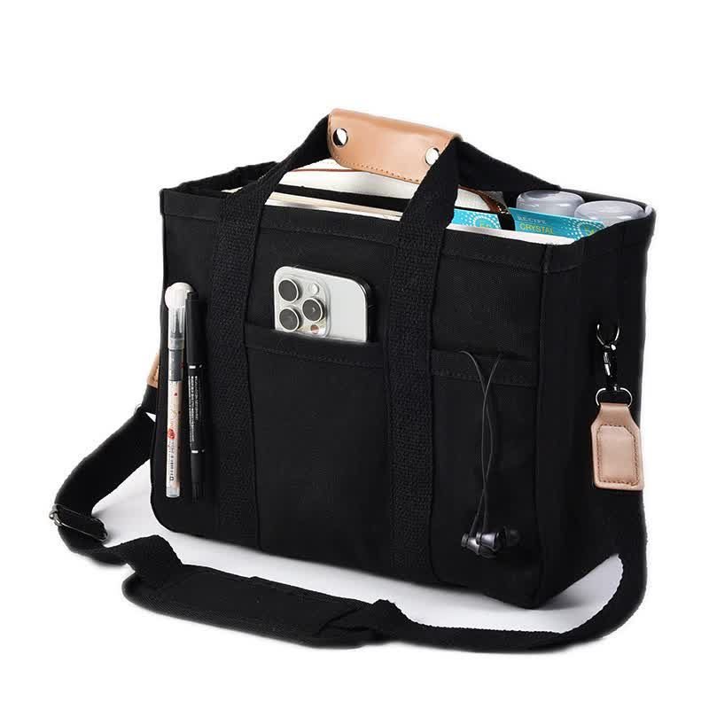 V888-ELOSUNG17064-214240-00 Black Large Capacity Multi-Compartment Tote Bag - Stylish and Versatile for Women, Ideal for Organizing Essentials or as a Mommy Bag(Photography props not included) - Image 1