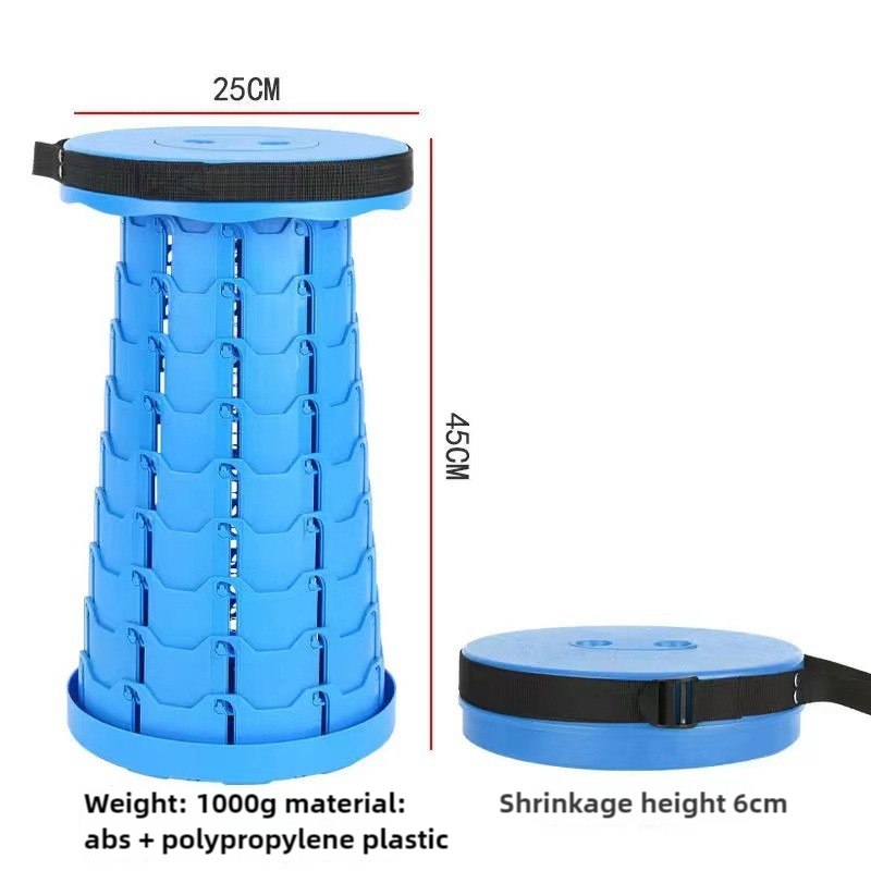 V888-ELOSUNG17175-215286-00 Blue Portable Outdoor Telescopic Folding Stool with 100 Weight-Bearing Buckles, Lightweight and Compact Design, Perfect for Fishing, Camping, and Travel - Image 1