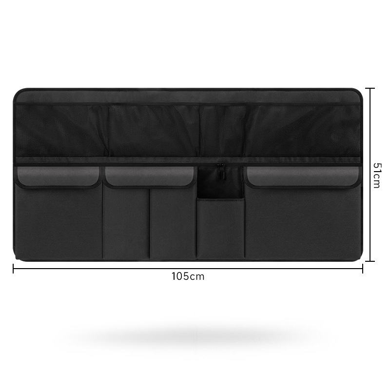 V888-ELOSUNG17189-215342-00 Black Car Trunk Storage Bag - Large Capacity Oxford Cloth Multi-Purpose Hanging Organizer with Mesh Pockets and Backseat Storage - Image 1