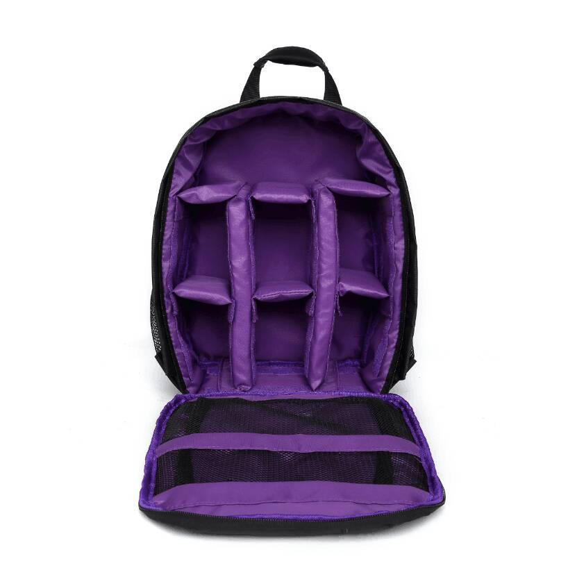 V888-ELOSUNG17230-214968-00 Purple Lining Water-Resistant DSLR Camera Backpack with Tripod Holder, Lightweight and Spacious Photography Bag for Outdoor Use(Camera and accessories are props, not included) - Image 1