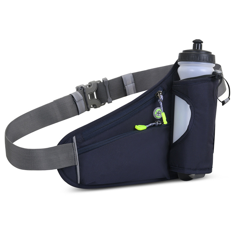 V888-ELOSUNG17236-215170-00 Dark Blue Hydration Running Waist Pack - Waterproof Lightweight Sports Belt with Bottle Holder(Water bottles are filming props, not included) - Image 1