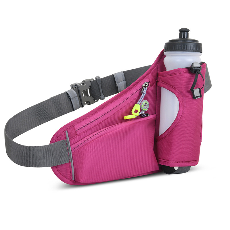 V888-ELOSUNG17238-215174-00 Rose Red Hydration Running Waist Pack - Waterproof Lightweight Sports Belt with Bottle Holder(Water bottles are filming props, not included) - Image 1