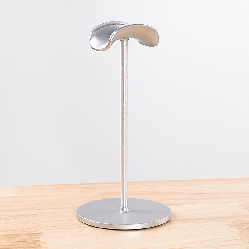 V888-ELOSUNG17241-215178-00 Silver Universal Aluminum Headphone Stand - Durable Detachable Desktop Headset Holder - Image 1