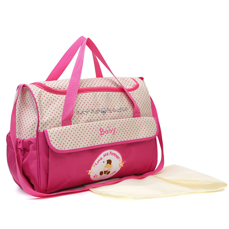 V888-ELOSUNG17288-215602-00 Large Pink Fashionable Large-Capacity Cartoon Bear Shoulder Crossbody Mommy Bag - Stylish and Functional Diaper Bag - Image 1