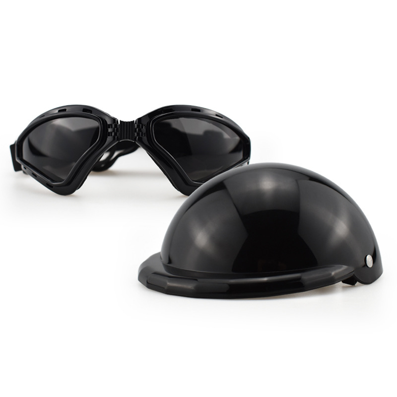 V888-ELOSUNG17330-215546-00 Size L Black Pet Helmet & Goggles Set - Adjustable Safety Gear for Dogs, UV Protection, Durable ABS Material, Stylish Outdoor Accessory - Image 1