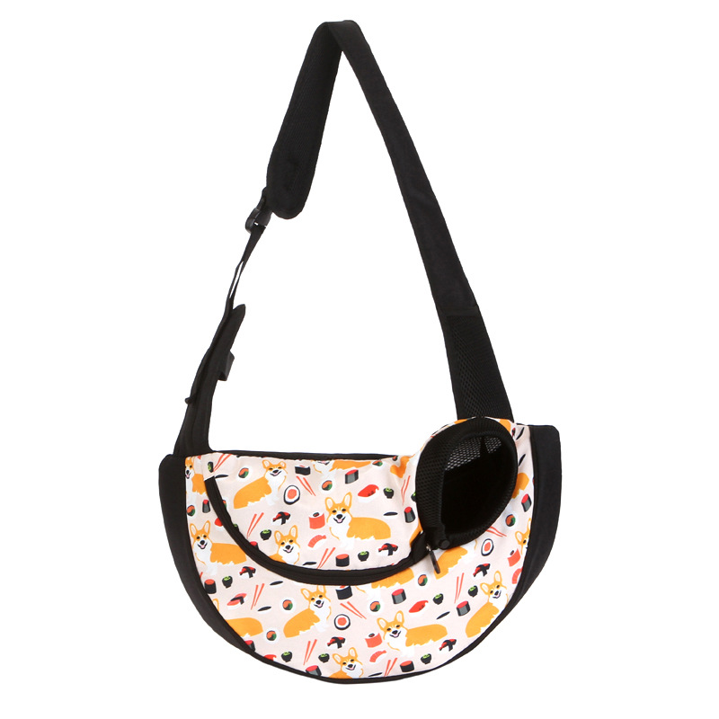 V888-ELOSUNG17338-215575-00 Size L Yellow Dog Pattern Lightweight Single Shoulder Pet Sling Bag - Stylish Durable Oxford Fabric Carrier - Image 1