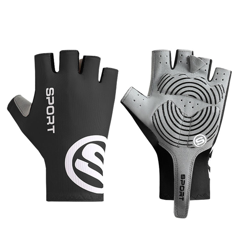 V888-ELOSUNG17380-216171-00 Size M Black Breathable Half-Finger Cycling Gloves - Anti-Slip, Shockproof, and Durable for Men & Women - Image 1