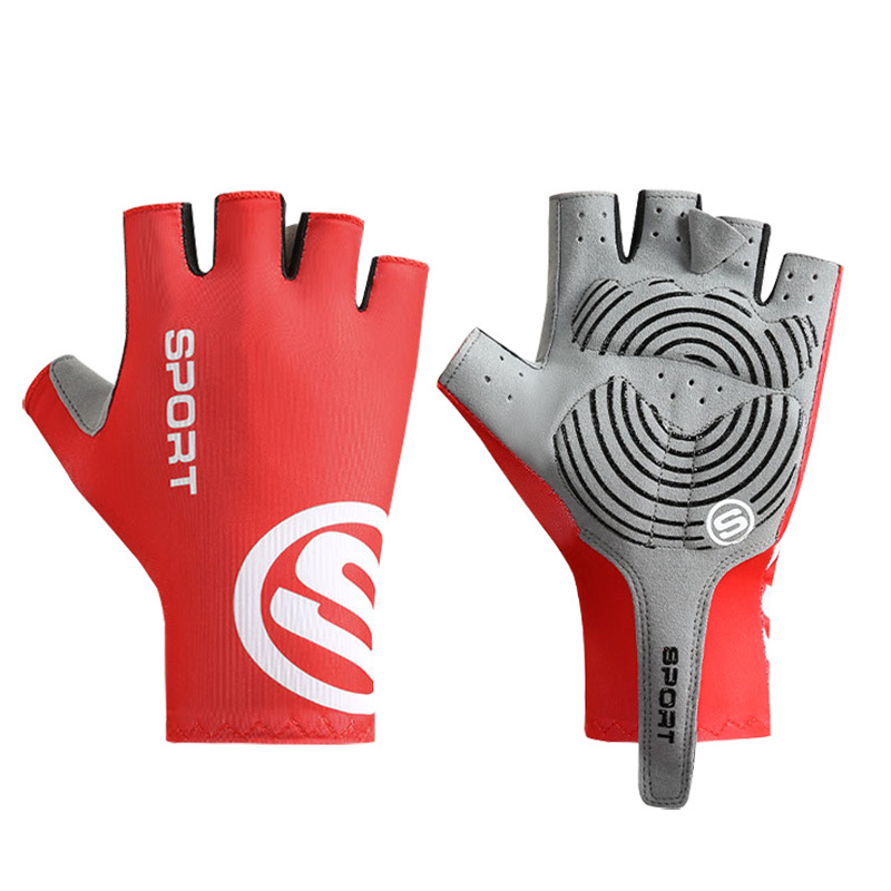 V888-ELOSUNG17385-216181-00 Size XL Red Breathable Half-Finger Cycling Gloves - Anti-Slip, Shockproof, and Durable for Men & Women - Image 1