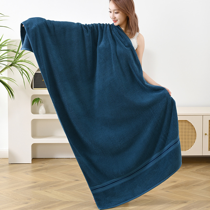 V888-ELOSUNG17423-215958-01 Dark Blue Luxury Cotton Towel Set(Towel + Bath Towel) - Quick Dry, Extra Thick & Absorbent, Perfect for Bath & Beach - Image 1
