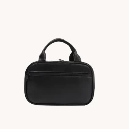 V888-ELOSUNG17473-216134-00 Black Premium PU Leather Portable Makeup Bag - Large Capacity Waterproof Travel Cosmetic Organizer(Cosmetics are shooting props, not included) - Image 1