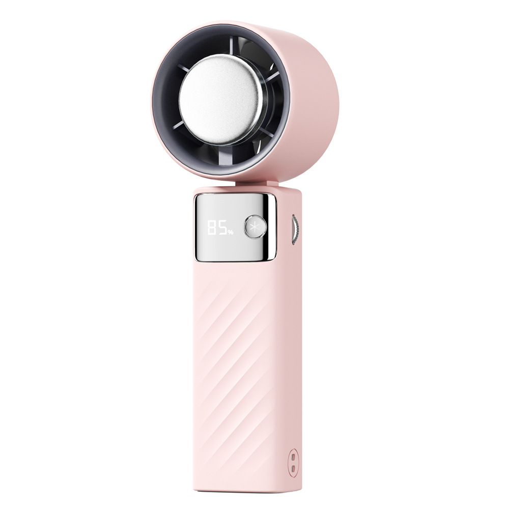 V888-ELOSUNG17476-216137-00 Pink Portable Turbo Handheld USB Rechargeable Fan with Digital Speed Display - High-Speed Cooling Fan for Outdoor Use - Image 1