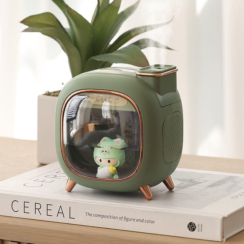 V888-ELOSUNG17480-216178-00 Green USB Desktop Dual Mist Cute Humidifier with Essential Oil Diffuser, 500ml Large Capacity, Quiet Aromatherapy Machine for Bedroom and Office(without essential oil) - Image 1