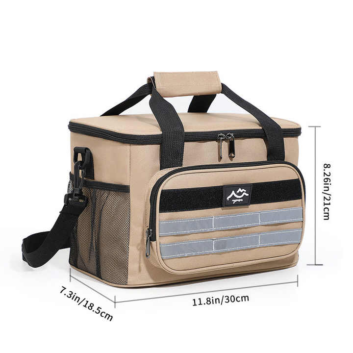 V888-ELOSUNG17490-216302-00 Brown 18L Large Capacity Outdoor Insulated Cooler Bag - Portable Picnic Ice Pack with Shoulder Strap - Image 1