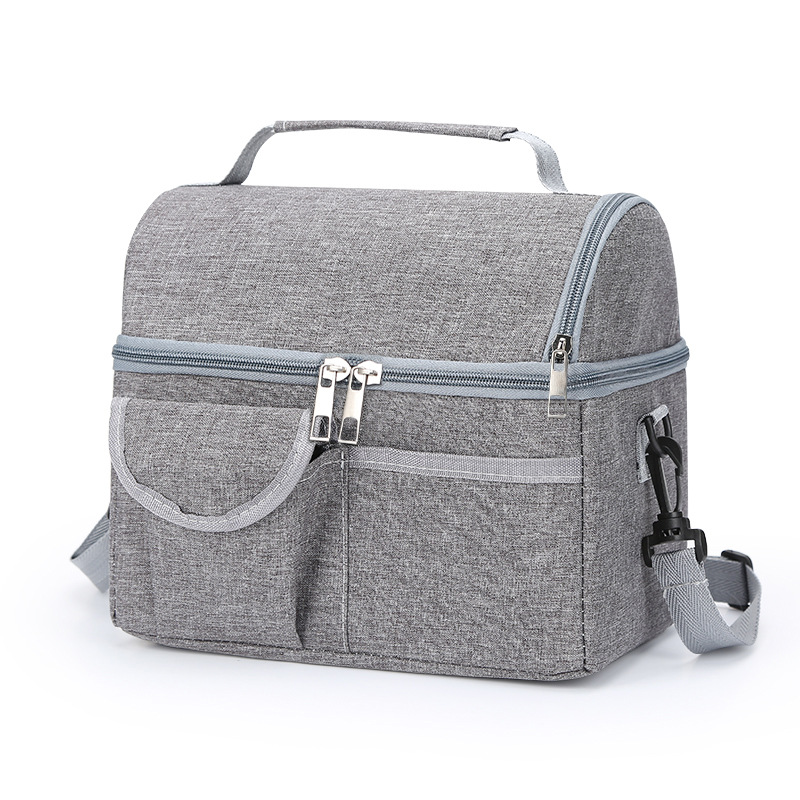 V888-ELOSUNG17503-216684-00 Grey Large Insulated Breast Milk Storage Bag, Dual Layer with Aluminum Foil Lining, Waterproof Oxford Fabric, Portable Handheld Food Container - Image 1