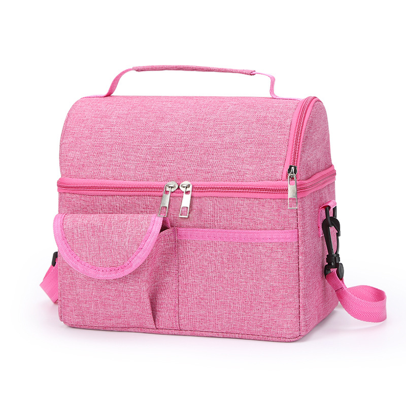 V888-ELOSUNG17504-216685-00 Pink Large Insulated Breast Milk Storage Bag, Dual Layer with Aluminum Foil Lining, Waterproof Oxford Fabric, Portable Handheld Food Container - Image 1