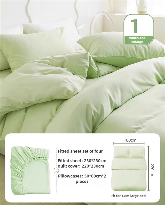 V888-ELOSUNG17523-216345-00 4 Packaging Green Disposable Travel Bedding Set - Waterproof & Clean, Soft Non-Woven Fabric, 4 Pieces Set for Twin Beds - Image 1