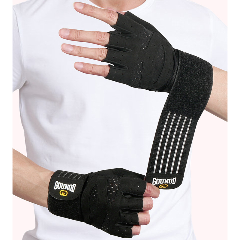 V888-ELOSUNG1755-216369-00 Size XL Black Breathable Anti-Slip Gym Gloves for Workout and Weightlifting - Durable, Adjustable Fitness Gloves for Men and Women - Image 1