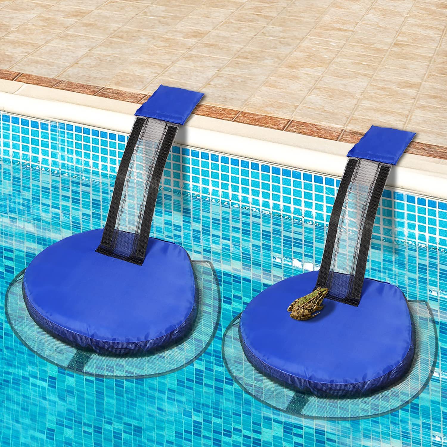 V888-ELOSUNG17561-216516-00 2 Pcs Blue Outdoor Animal Rescue Escape Net for Swimming Pools – Frog and Bird Escape Ladder, PVC Material - Image 1