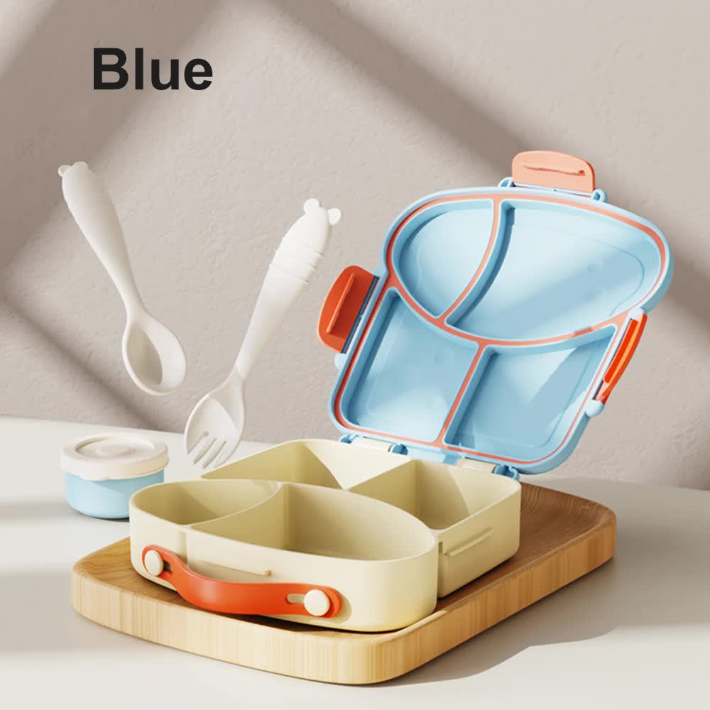 V888-ELOSUNG17575-216537-00 Blue Kids Bento Box with Dividers, Microwave Safe, Leak-Proof Lunch Box with Fork & Spoon – Eco-Friendly PP Plastic, Colorful, Leakproof Food Storage - Image 1