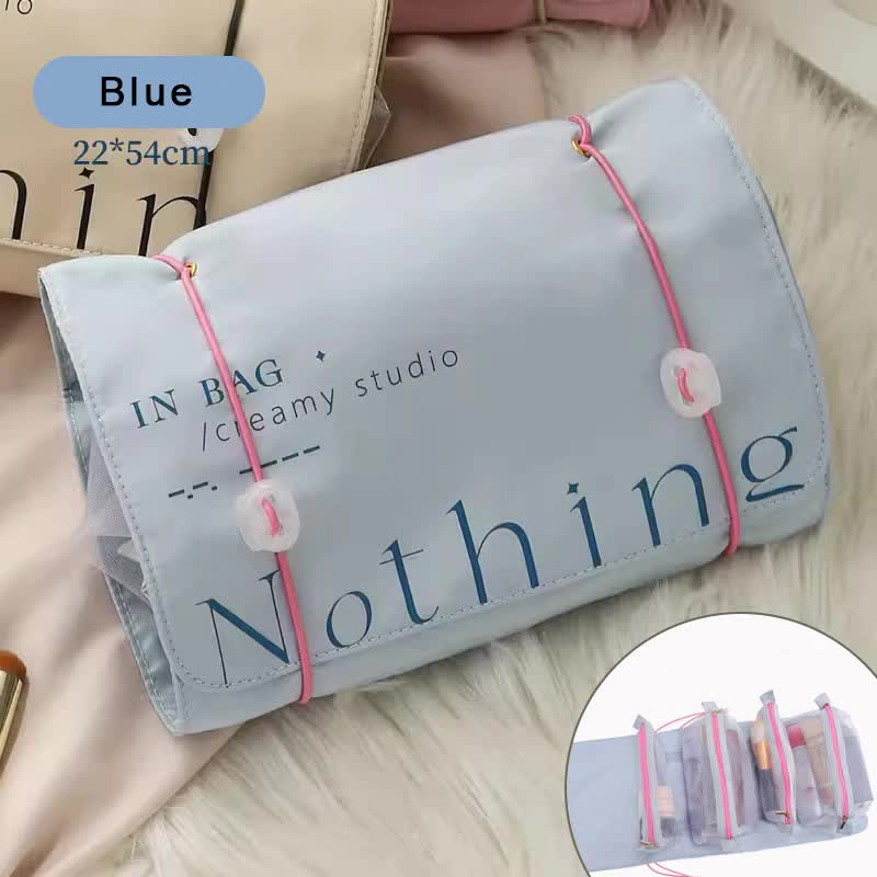 V888-ELOSUNG17631-216938-00 Blue Portable 4-in-1 Cosmetic Storage Bag, Removable Travel Organizer for Makeup, Toiletries, and Small Accessories - Image 1