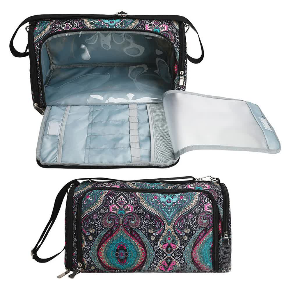 V888-ELOSUNG17652-218420-00 Geometric Patterns Multi-Functional Crochet Hook and Yarn Storage Bag – Convenient Carrying Case for Crochet, Knitting Tools, and Yarn, with Stylish Pattern Design (Tools Not Included) - Image 1