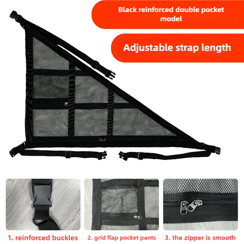 V888-ELOSUNG17664-218449-00 Black Car Roof Triangular Storage Net – Adjustable Ceiling Organizer for Vehicles - Image 1