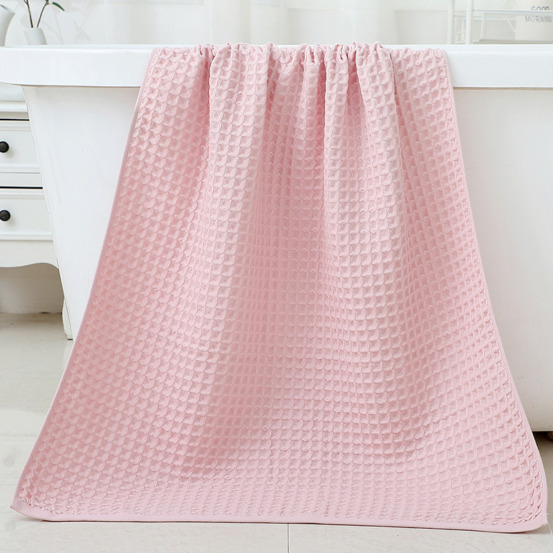 V888-ELOSUNG17802-224170-00 Pink Luxury Cotton Waffle Bath Towel, Soft, Quick-Drying, Water Absorbent, Unisex, for Home Use - Image 1