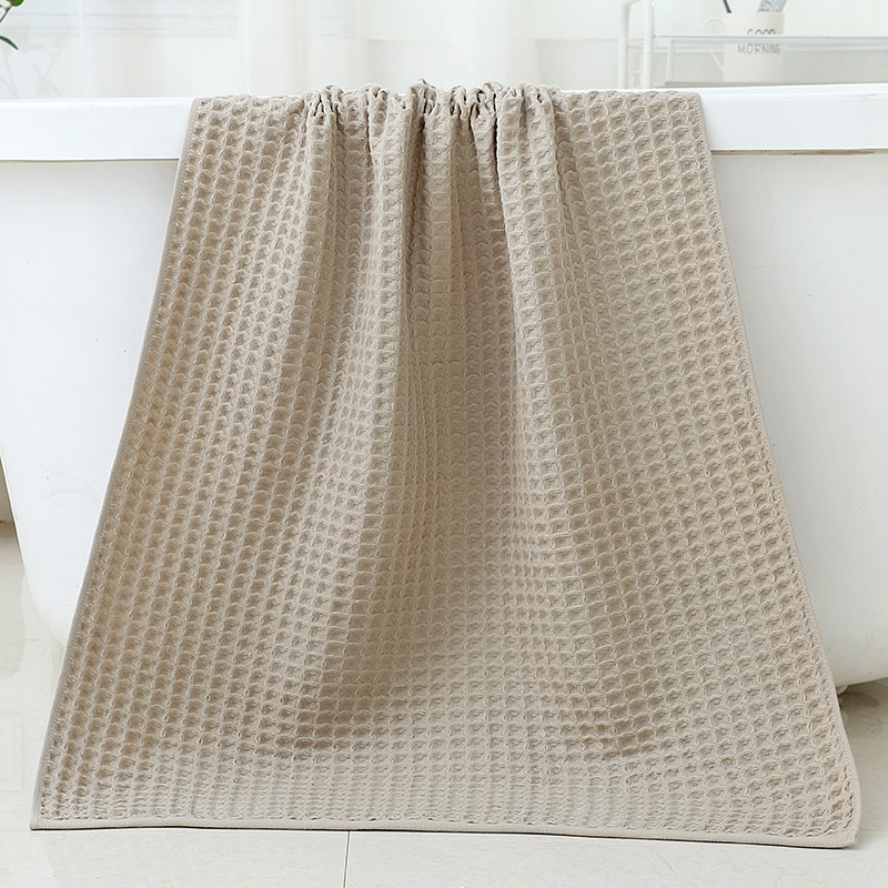 V888-ELOSUNG17804-224176-00 Light Brown Luxury Cotton Waffle Bath Towel, Soft, Quick-Drying, Water Absorbent, Unisex, for Home Use - Image 1
