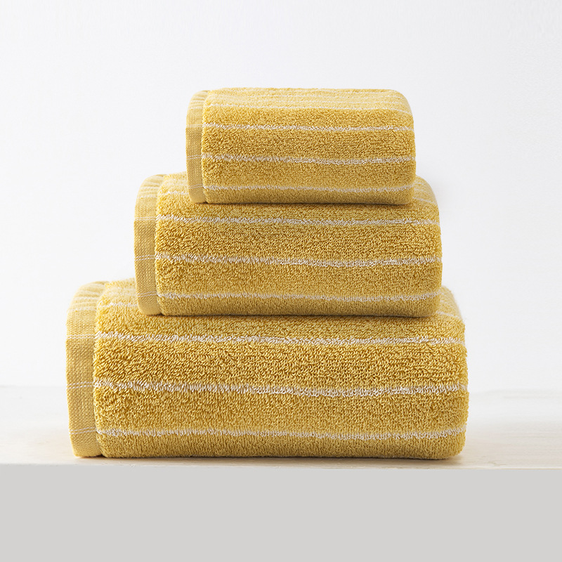 V888-ELOSUNG17816-224258-00 Yellow Soft and Absorbent Cotton Towel Set | 3-Piece Luxury Bath Towels - Ideal for Adults, Face & Bath Towels - Image 1