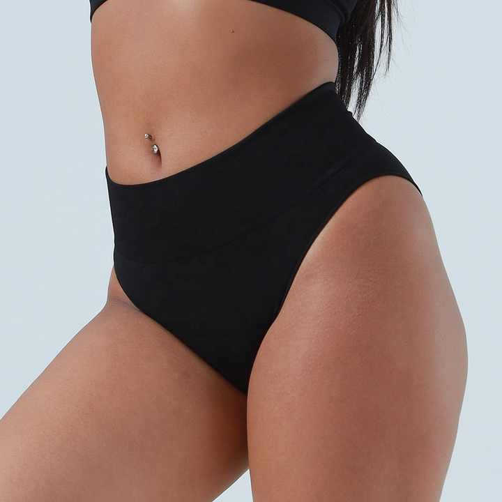 V888-ELOSUNG17920-224594-00 3 Pcs Size S Black Microfiber High-Waisted Thong Underwear with Tummy Control - Slimming Comfort - Image 1