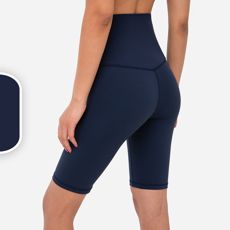 V888-ELOSUNG17963-224355-00 Size M True Navyl Seamless High-Waisted Yoga Shorts for Women - Tummy Control & Butt Lifting Fitness Shorts - Image 1