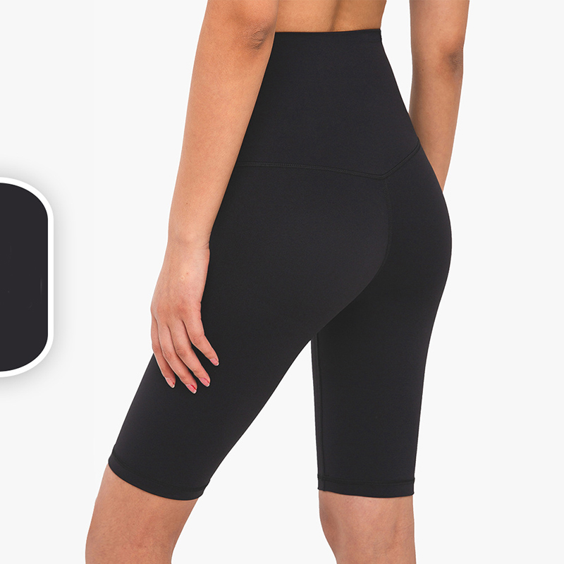 V888-ELOSUNG17967-224370-00 Size L Black Seamless High-Waisted Yoga Shorts for Women - Tummy Control & Butt Lifting Fitness Shorts - Image 1
