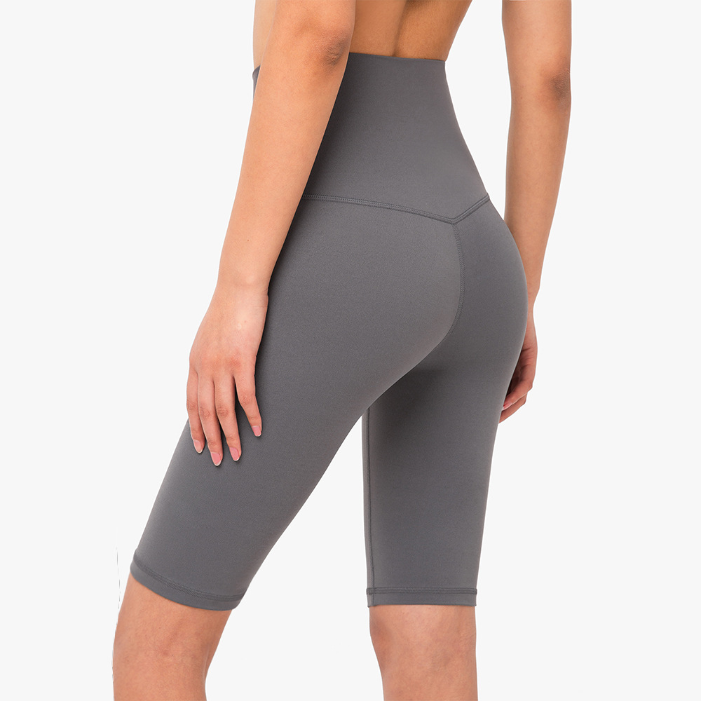 V888-ELOSUNG17976-224414-00 Size M Titanium Grey Seamless High-Waisted Yoga Shorts for Women - Tummy Control & Butt Lifting Fitness Shorts - Image 1
