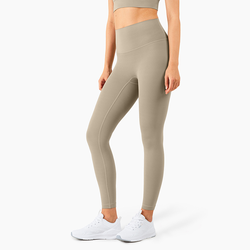 V888-ELOSUNG17991-224509-00 Size S Khaki High-Waisted Seamless Yoga Pants for Women - Tummy Control, Butt Lifting & Back Waistband Pocket - Image 1