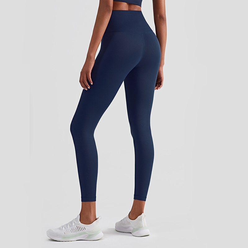V888-ELOSUNG17994-224518-00 Size L Dark Blue High-Waisted Seamless Yoga Pants for Women - Tummy Control, Butt Lifting & Back Waistband Pocket - Image 1