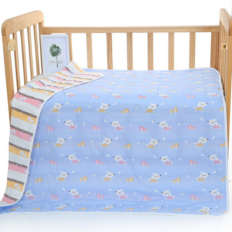 V888-ELOSUNG18007-224990-00 Blue Dog, 6-Layer Muslin Baby Blanket - Soft Cotton Bedding for Infants and Toddlers, 110x110cm - Image 1