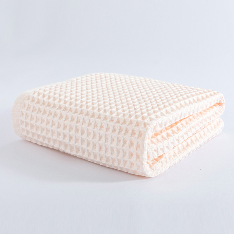V888-ELOSUNG18022-224312-00 Light Pink Pure Cotton Waffle Weave Bath Towel - Soft, Absorbent & Extra Large 70x140 cm for Home Use - Image 1