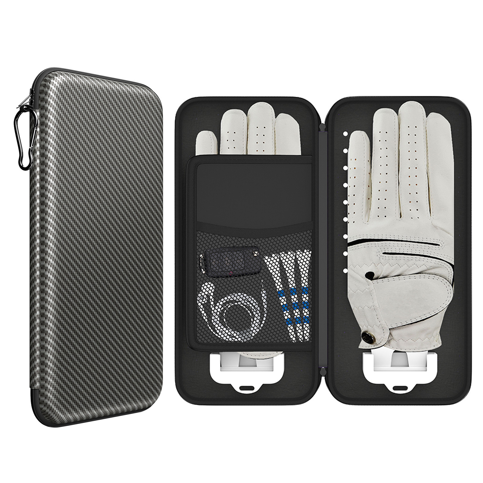 V888-ELOSUNG18185-202504211210-00 Premium Golf Glove Holder Case - Keeps Gloves Dry & Shaped, Carbon Fiber Look with Hook (Gloves Not Included) - Image 1