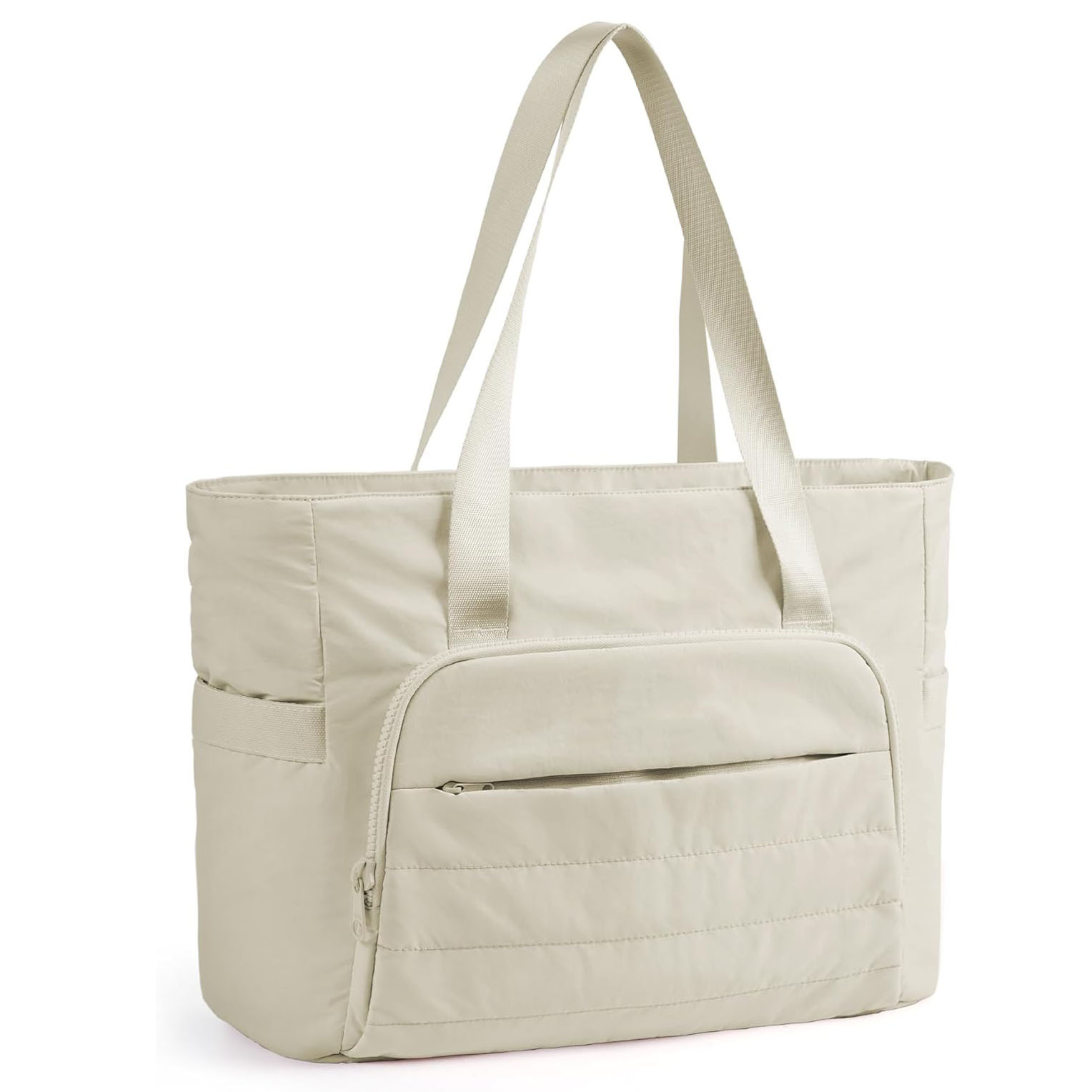V888-ELOSUNG18195-202504281521-00 Beige Versatile Women's Gym Tote Bag with Yoga Mat Strap - 18L Carryall, Fits 15.6 Laptop, Multi-Pocket Organizer - Image 1