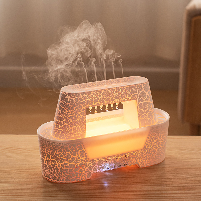 V888-ELOSUNG18222-202505131736-00 White 300ml Ultrasonic Aroma Diffuser with Cracked Light Design - Cool Mist Humidifier for Home and Office - Image 1
