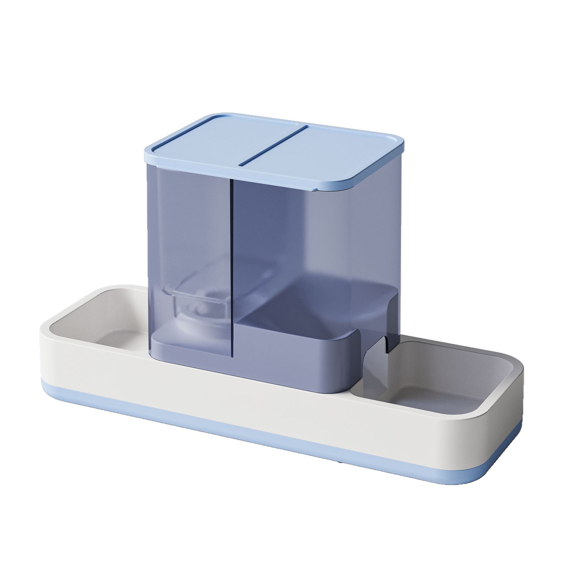Blue 2-in-1 Automatic Pet Water and Food Dispenser - Gravity Feeder for Cats and Dogs