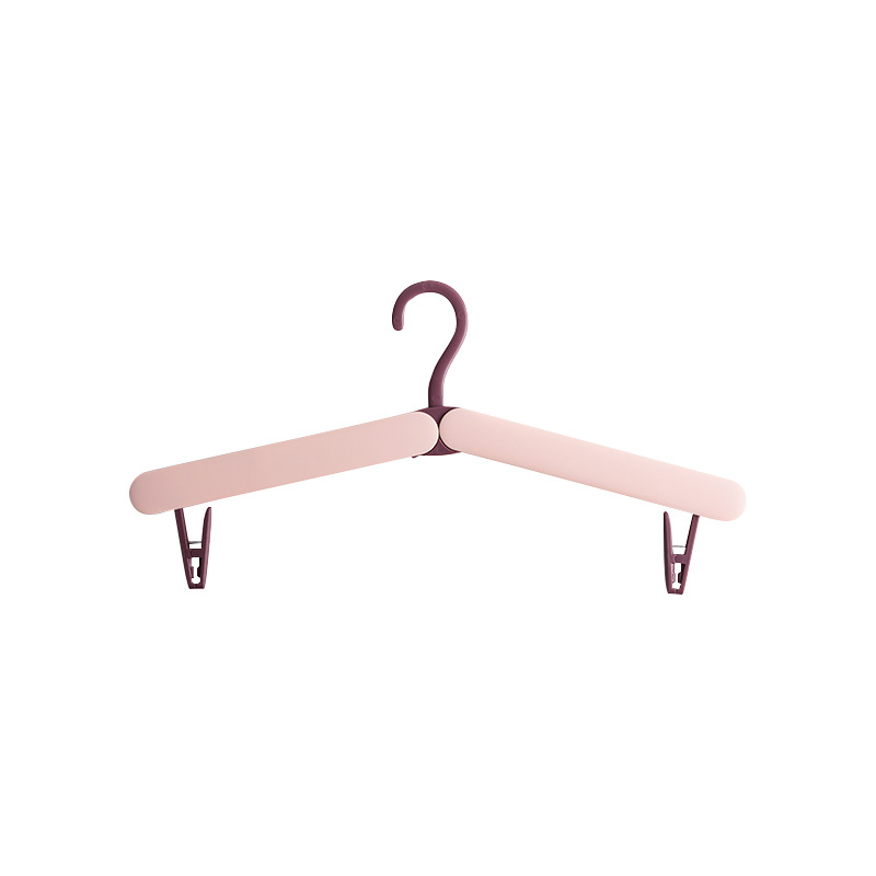 V888-ELOSUNG18240-202505131632-00 2PCS Pink Portable Travel Hanger with Hidden Clips - Lightweight Folding Clothes Hanger for Socks and Small Items - Image 1